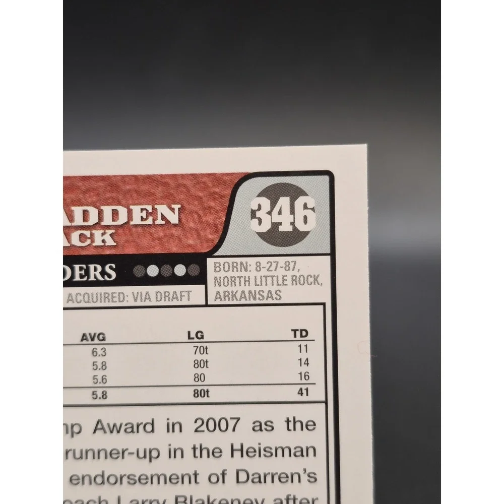 2008 Topps Darren McFadden #346 Rookie Gold Border /2008 (RC) Oakland Raiders